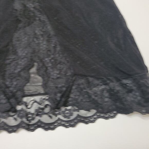 Munao Intimo Lingerie Women 34 Small Slip Black Short Open Front Lace Padded Top - Picture 2 of 12